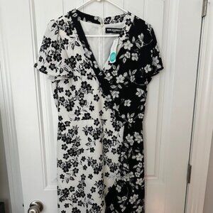 Karl Lagerfeld Paris Floral-Print Black & White Fit & Flare Dress